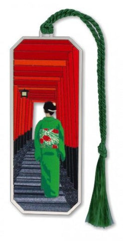 Geisha y las puertas de torii - Separador de libros de metal