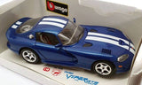 Bburago Dodge Viper GTS 1996 cupé colección dorada azul con rayas blancas 1/18