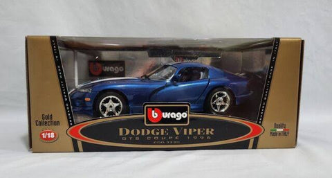 Bburago Dodge Viper GTS 1996 cupé colección dorada azul con rayas blancas 1/18