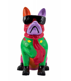 Figura de ceramica pintada de colores con forma de perro