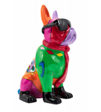 Figura de ceramica pintada de colores con forma de perro
