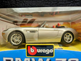 BMW Z8 1995 plata/modelo diecast escala 1:18/hecho por la colección Burago Gold